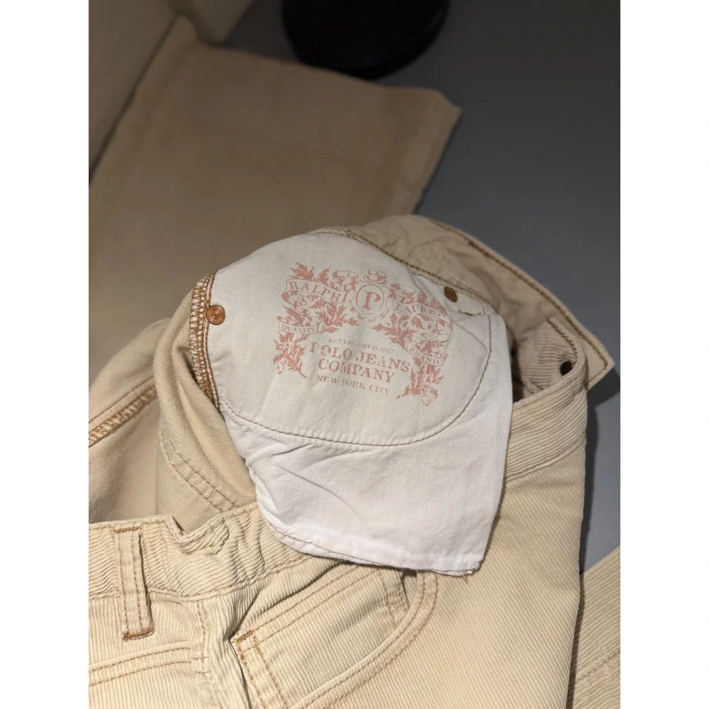 Polo Jeans Co Ralph Lauren Mens Corduroy Pants Tan Beige Hemmed‎ 33x29.5